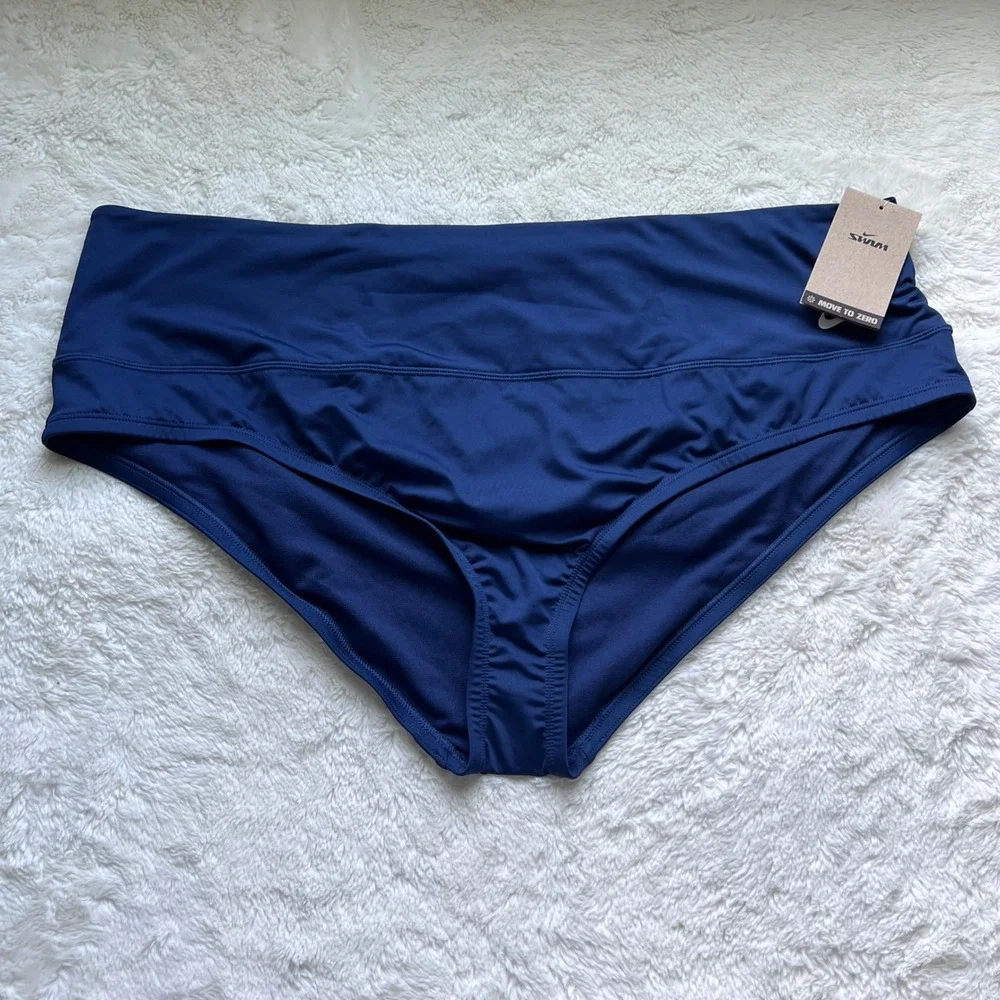Nike Swim Womens Midnight Navy High Waist Bikini Bottom Size 3X NESSA276-440 New